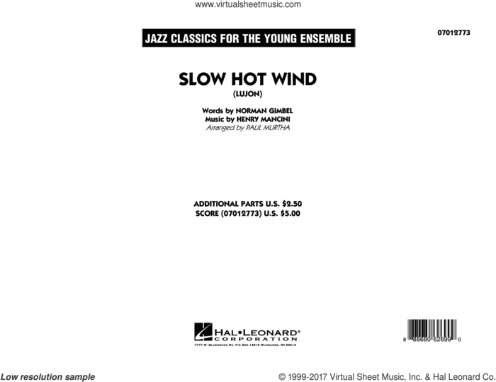Slow Hot Wind (Lujon) (COMPLETE) sheet music for jazz band by Paul Murtha, Henry Mancini and Norman Gimbel, intermediate skill level
