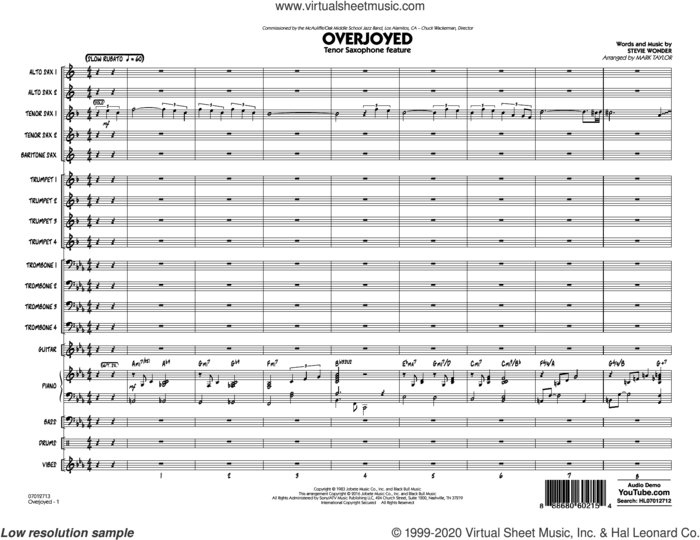 Overjoyed (COMPLETE) sheet music for jazz band by Stevie Wonder and Mark Taylor, intermediate skill level