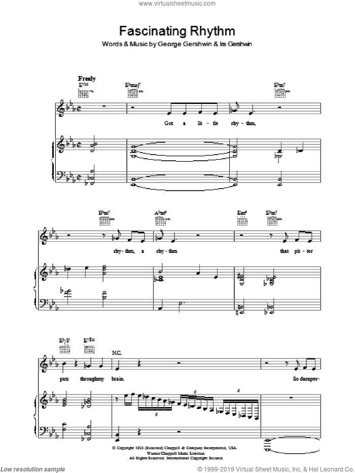 Fascinating Rhythm sheet music for voice, piano or guitar by Jamie Cullum, George Gershwin and Ira Gershwin, intermediate skill level