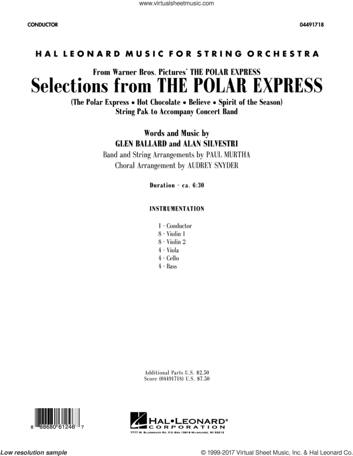 The Polar Express (COMPLETE) sheet music for orchestra by Paul Murtha and Audrey Snyder, intermediate skill level
