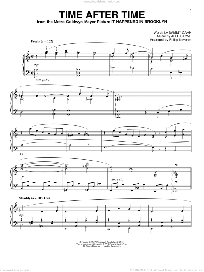 Time After Time (arr. Phillip Keveren) sheet music for piano solo by Sammy Cahn, Phillip Keveren, Miscellaneous and Jule Styne, intermediate skill level