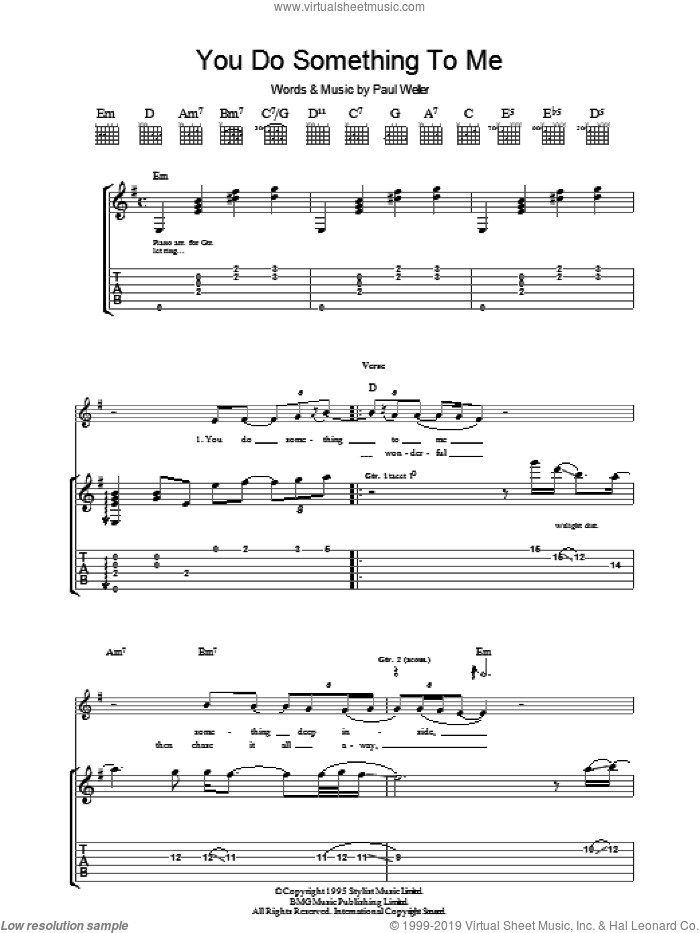 You Do Something To Me sheet music for guitar (tablature) by Paul Weller, intermediate skill level