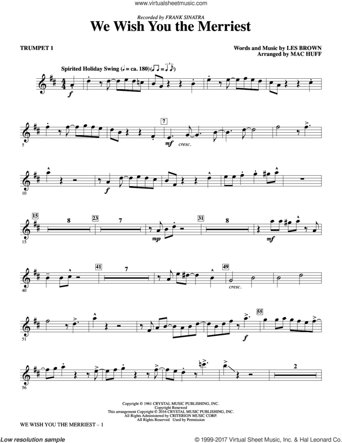 We Wish You the Merriest (complete set of parts) sheet music for orchestra/band by Mac Huff, Frank Sinatra and Les Brown, intermediate skill level