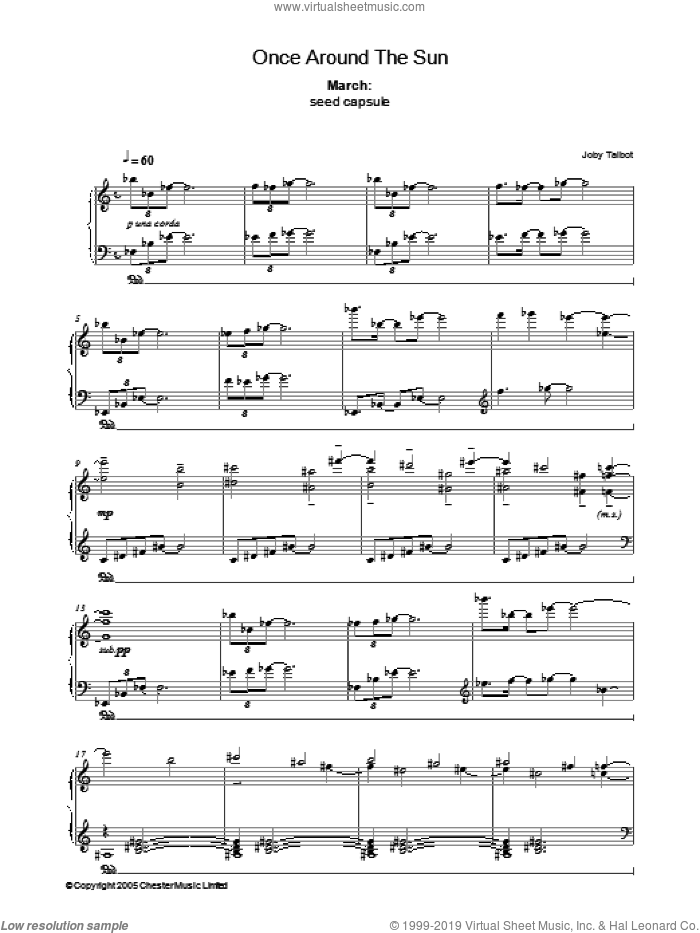 March (from Once Around The Sun) sheet music for piano solo by Joby Talbot, intermediate skill level