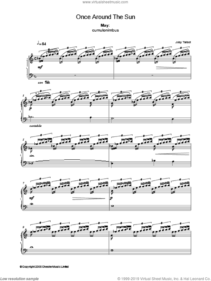 May (from Once Around The Sun) sheet music for piano solo by Joby Talbot, intermediate skill level