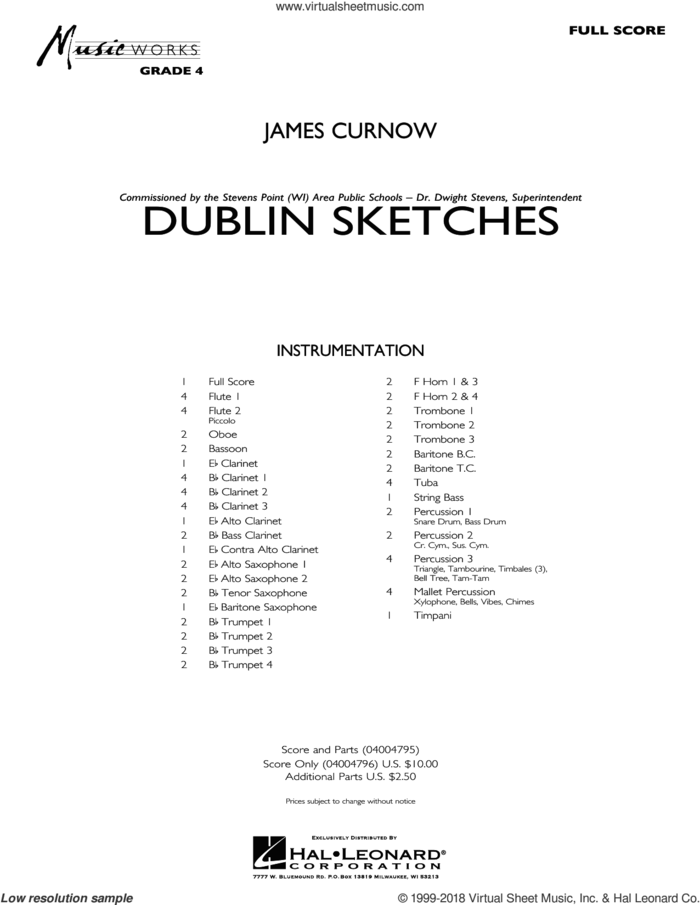Dublin Sketches (COMPLETE) sheet music for concert band by James Curnow, intermediate skill level