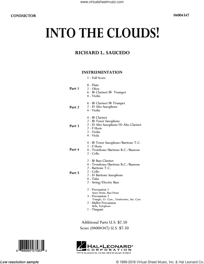 Into the Clouds! (COMPLETE) sheet music for concert band by Richard L. Saucedo, intermediate skill level