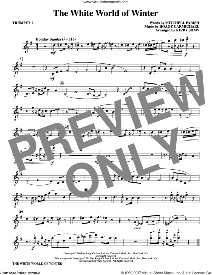 The White World of Winter (complete set of parts) sheet music for orchestra/band by Kirby Shaw, Hoagy Carmichael and Mitchell Parish, intermediate skill level