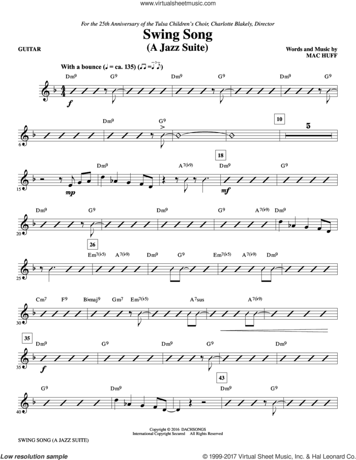 Swing Song (A Jazz Suite) (complete set of parts) sheet music for orchestra/band by Mac Huff, intermediate skill level
