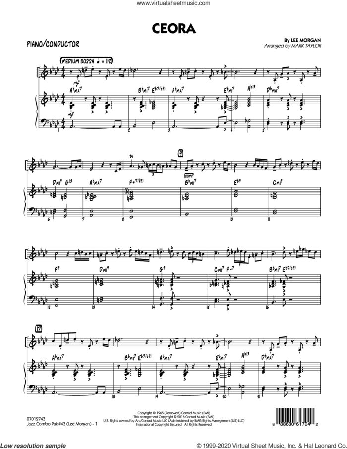 Jazz Combo Pak #43 (Lee Morgan) (complete set of parts) sheet music for jazz band by Mark Taylor and Lee Morgan, intermediate skill level