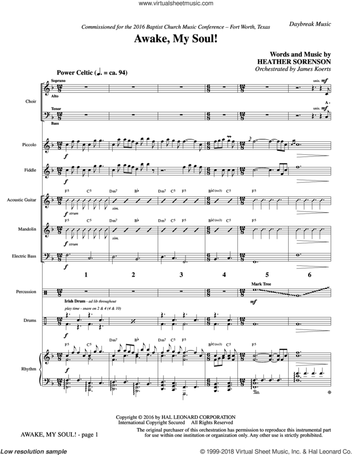 Awake, My Soul! (COMPLETE) sheet music for orchestra/band by Heather Sorenson, intermediate skill level