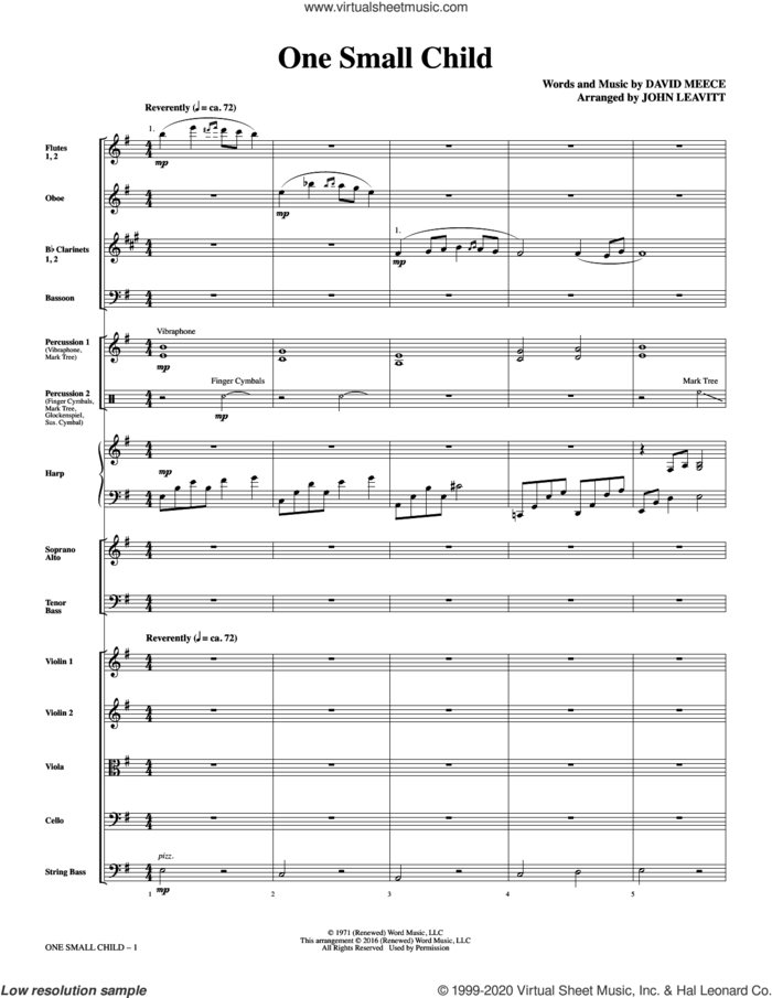 One Small Child (COMPLETE) sheet music for orchestra/band (chamber ensemble) by John Leavitt and David Meece, intermediate skill level