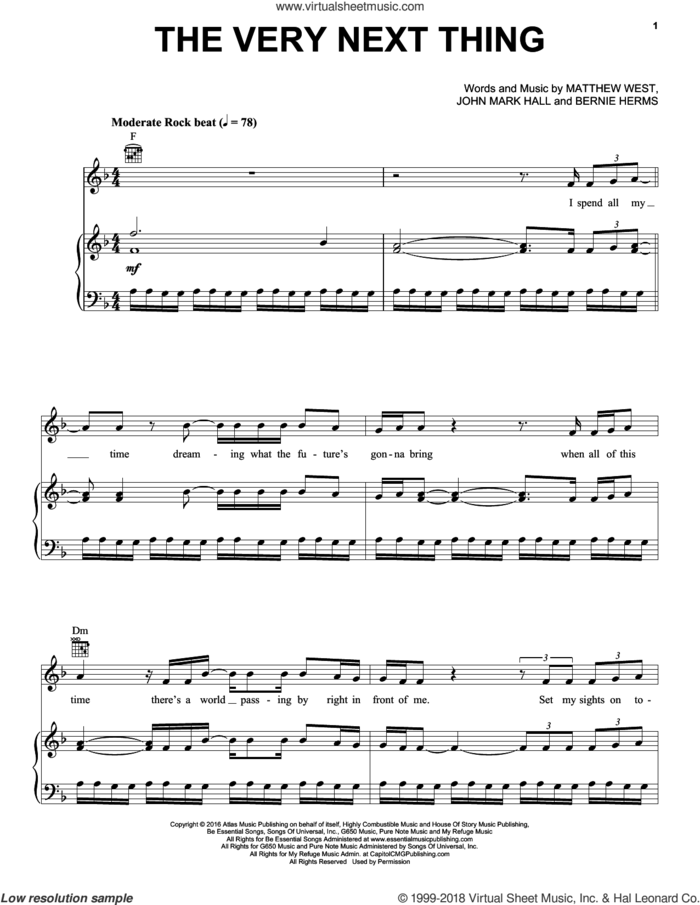 The Very Next Thing sheet music for voice, piano or guitar by Casting Crowns, Bernie Herms, John Mark Hall and Matthew West, intermediate skill level