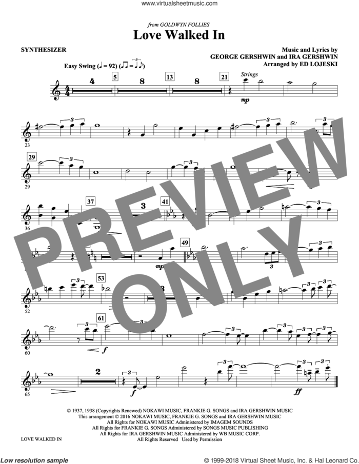 Love Walked In (complete set of parts) sheet music for orchestra/band by Ira Gershwin, George Gershwin and Ed Lojeski, intermediate skill level
