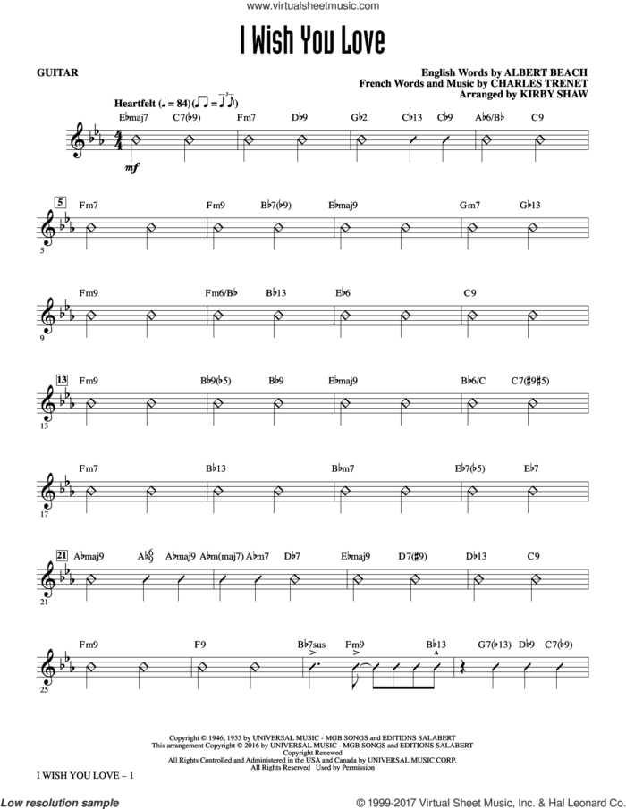 I Wish You Love (complete set of parts) sheet music for orchestra/band by Kirby Shaw, Albert Beach, Charles Trenet and Gloria Lynne, intermediate skill level