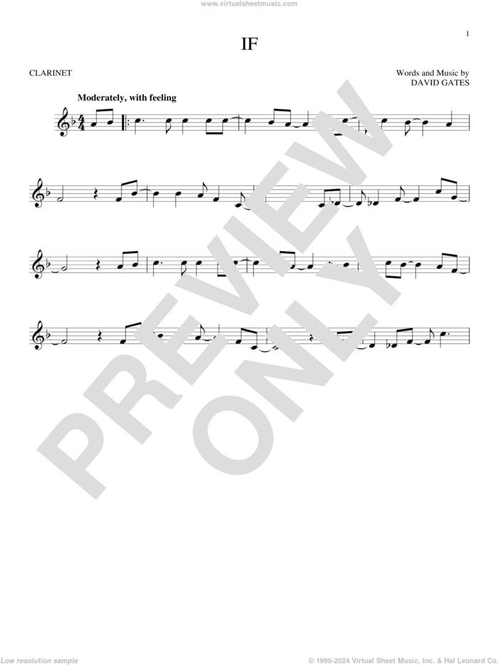 If sheet music for clarinet solo by Bread and David Gates, intermediate skill level