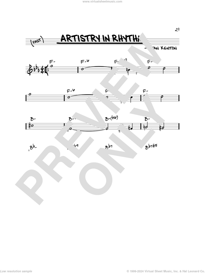 Artistry In Rhythm sheet music for voice and other instruments (real book) by Stan Kenton, intermediate skill level