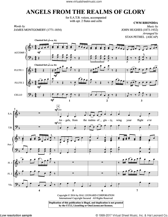 Angels from the Realms of Glory (COMPLETE) sheet music for orchestra/band by Stan Pethel, James Montgomery and Thomas Hastings, intermediate skill level