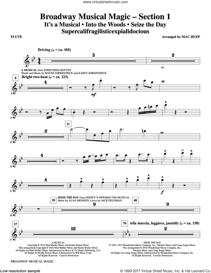 Broadway Musical Magic (complete set of parts) sheet music for orchestra/band by Mac Huff, Cast of Rent and Jonathan Larson, intermediate skill level