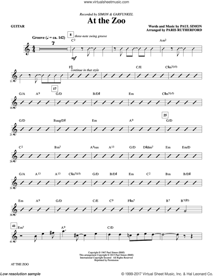 At the Zoo (complete set of parts) sheet music for orchestra/band by Paul Simon, Paris Rutherford and Simon & Garfunkel, intermediate skill level