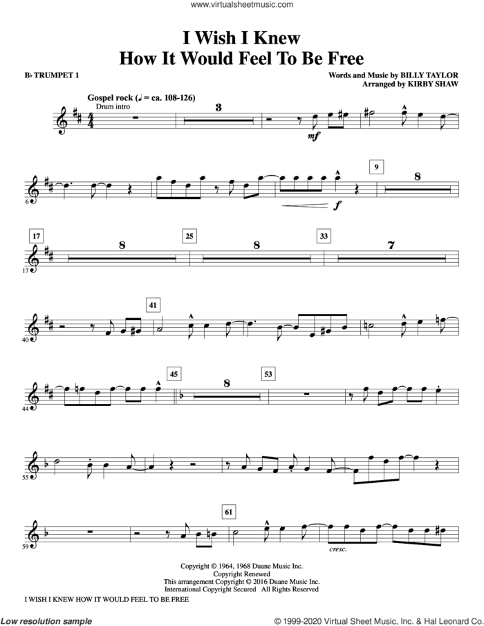 I Wish I Knew How It Would Feel to be Free (complete set of parts) sheet music for orchestra/band by Kirby Shaw and Billy Taylor, intermediate skill level