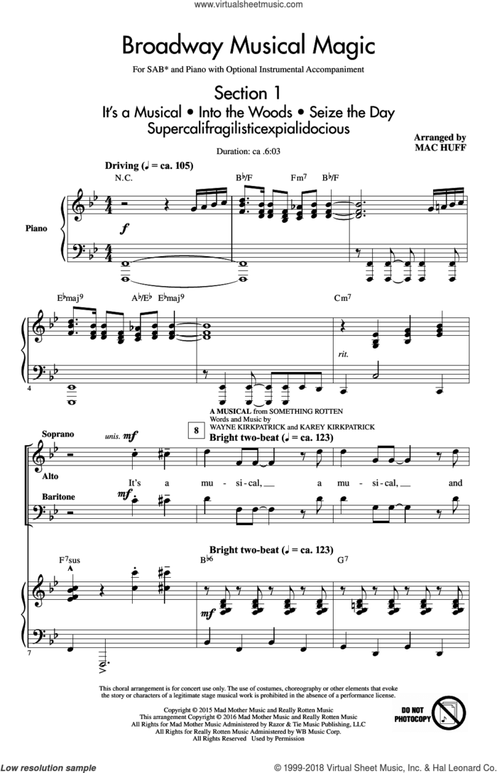 Broadway Musical Magic sheet music for choir (SAB: soprano, alto, bass) by Jonathan Larson, Mac Huff and Cast of Rent, intermediate skill level