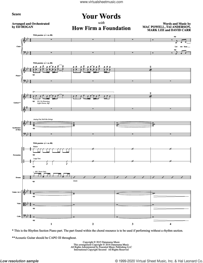 Your Words (COMPLETE) sheet music for orchestra/band by Ed Hogan, David Carr, Mac Powell, Mark Lee and Tai Anderson, intermediate skill level
