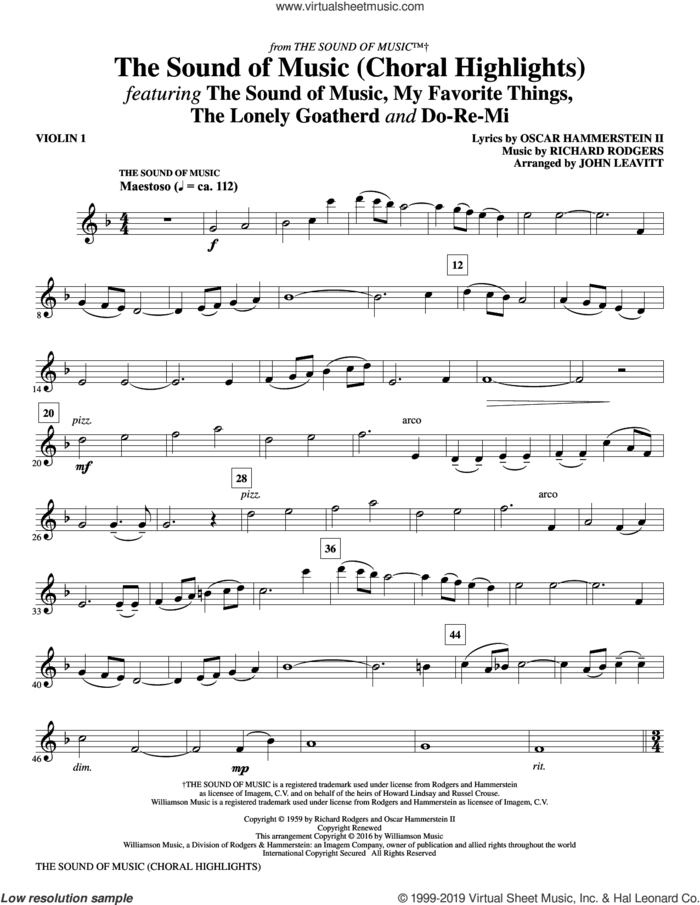 The Sound of Music (Choral Highlights) (arr. John Leavitt) (complete set of parts) sheet music for orchestra/band by Richard Rodgers, John Leavitt, Oscar II Hammerstein and Rodgers & Hammerstein, intermediate skill level