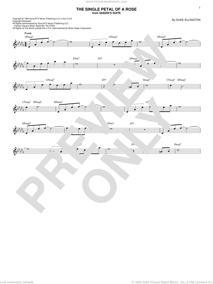 The Single Petal Of A Rose sheet music for voice and other instruments (fake book) by Duke Ellington, intermediate skill level