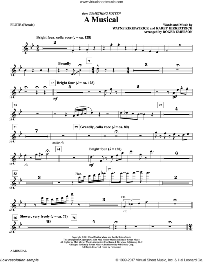 A Musical (complete set of parts) sheet music for orchestra/band by Roger Emerson, Karey Kirkpatrick and Wayne Kirkpatrick, intermediate skill level