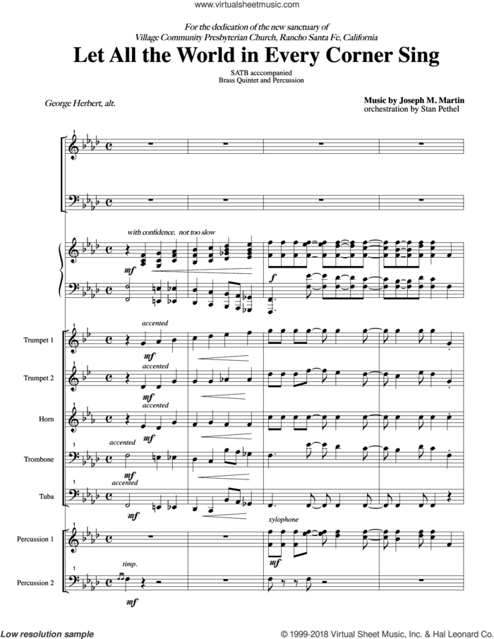 Let All the World in Every Corner Sing (COMPLETE) sheet music for orchestra/band by Joseph M. Martin, intermediate skill level