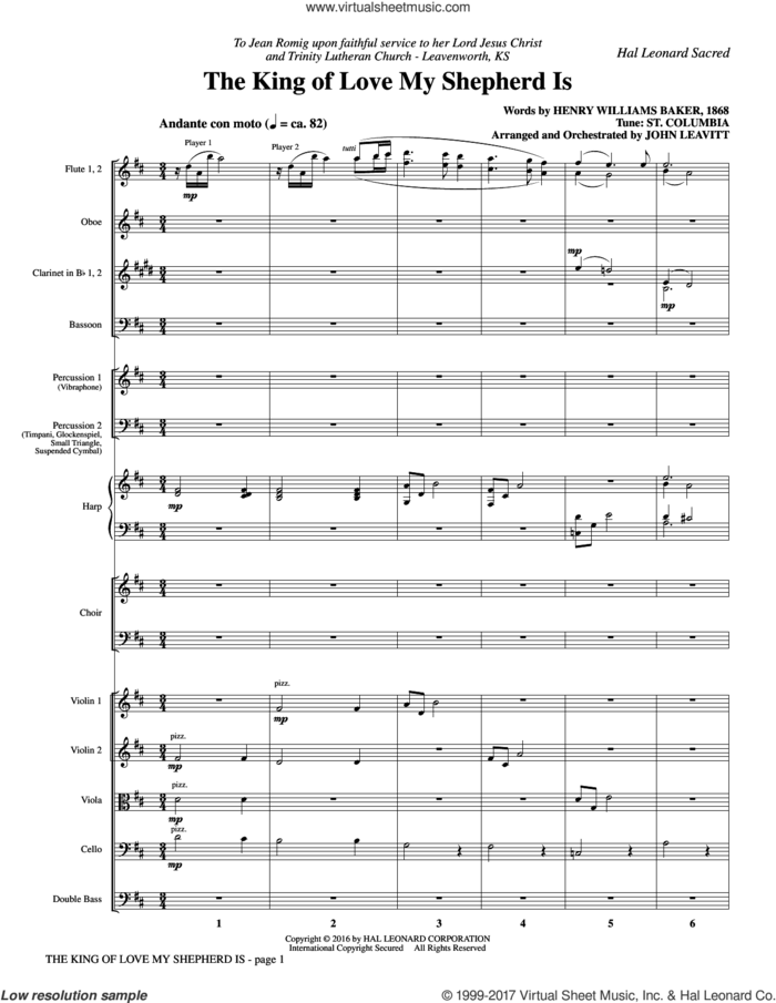 The King of Love My Shepherd Is (COMPLETE) sheet music for orchestra/band by John Leavitt, Henry Williams Baker and Miscellaneous, intermediate skill level