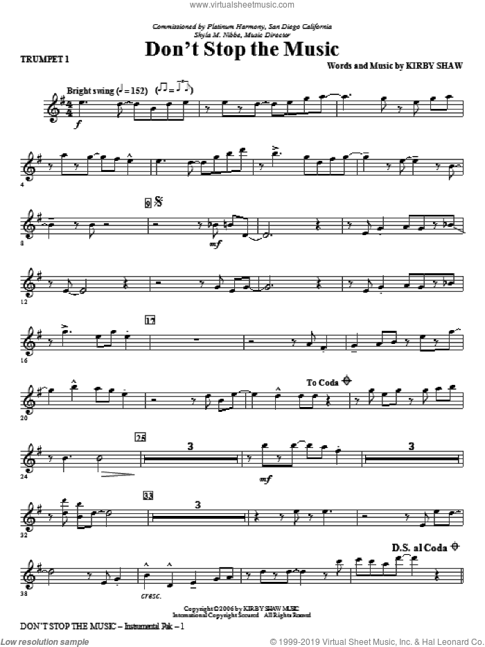 Don't Stop The Music (complete set of parts) sheet music for orchestra/band by Kirby Shaw, intermediate skill level