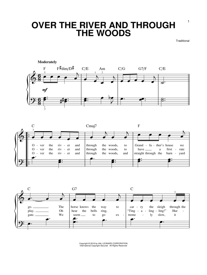 Theme From Jurassic Park sheet music for piano solo by John Williams, beginner skill level