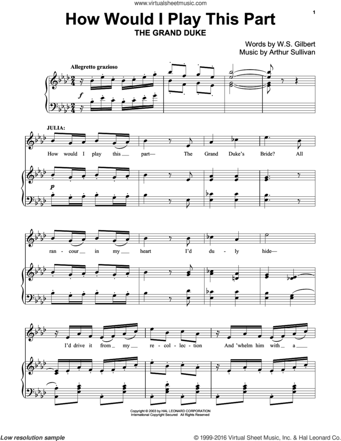 How Would I Play This Part sheet music for piano solo by Gilbert & Sullivan, Richard Walters, Arthur Sullivan and William S. Gilbert, classical score, intermediate skill level