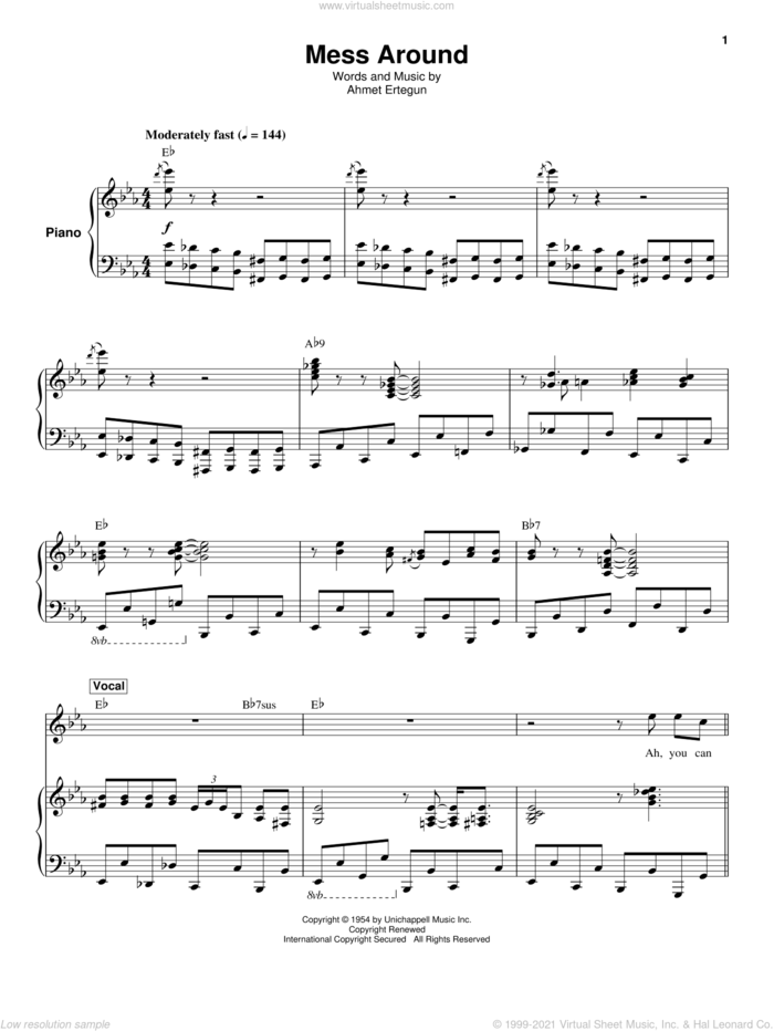 Mess Around sheet music for keyboard or piano by Ahmet Ertegun, intermediate skill level