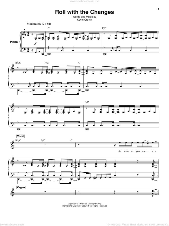 Roll With The Changes sheet music for keyboard or piano by REO Speedwagon and Kevin Cronin, intermediate skill level