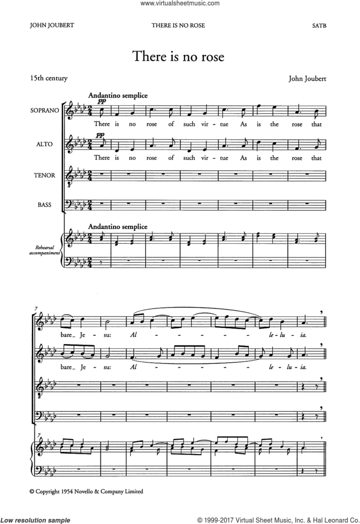 There Is No Rose sheet music for choir (SATB: soprano, alto, tenor, bass) by John Joubert and Miscellaneous, classical score, intermediate skill level
