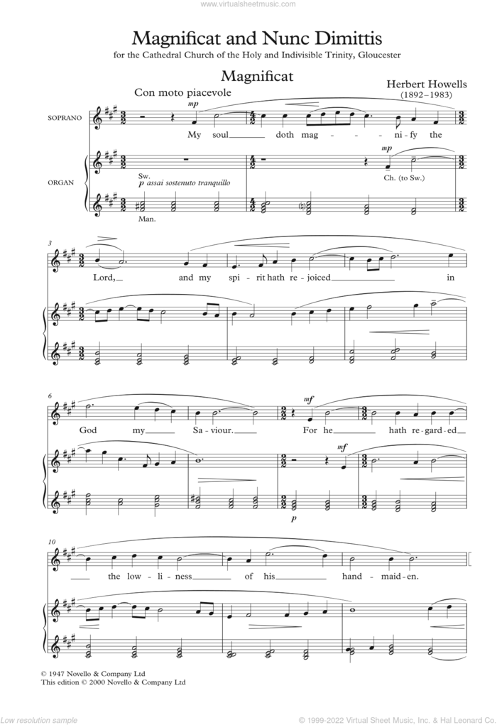 Magnificat And Nunc Dimittis sheet music for choir by Herbert Howells, classical score, intermediate skill level