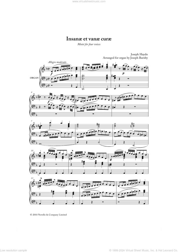 Haydn Insanae Et Vanae Curae Sheet Music For Choir Pdf