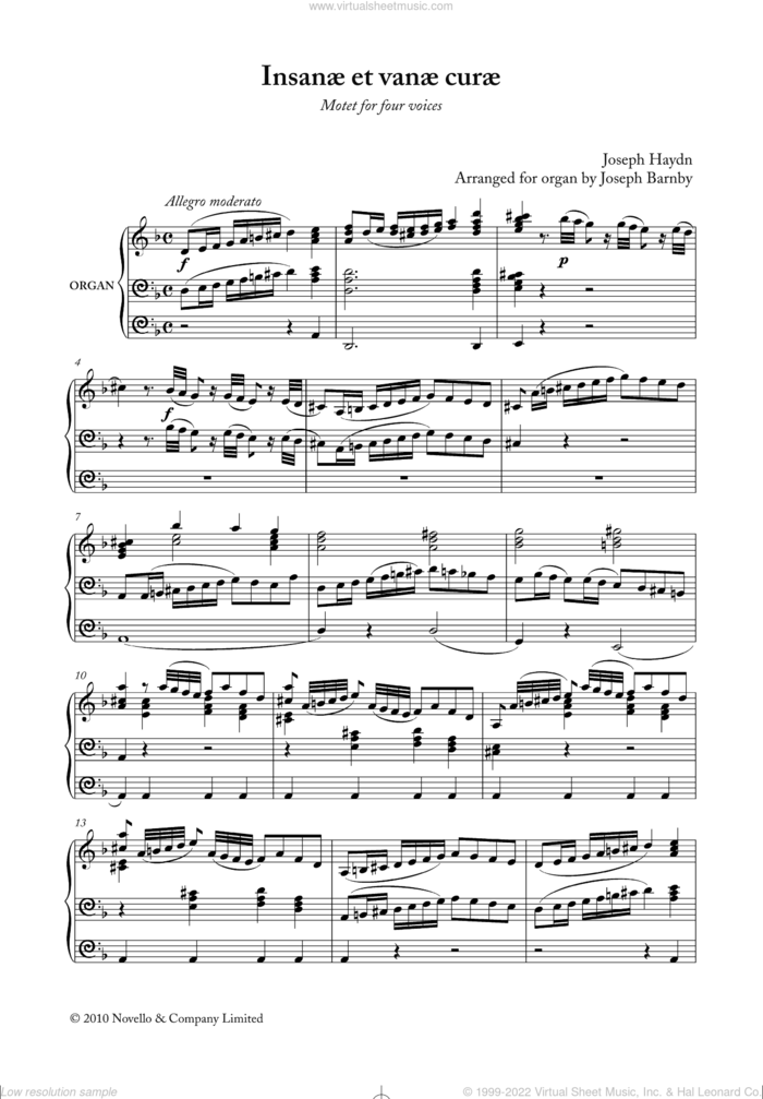 Insanae Et Vanae Curae sheet music for choir by Franz Joseph Haydn, classical score, intermediate skill level