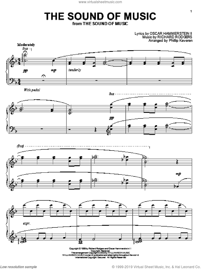 The Sound Of Music (arr. Phillip Keveren) sheet music for piano solo by Rodgers & Hammerstein, Phillip Keveren, The Sound Of Music (Musical), Oscar II Hammerstein and Richard Rodgers, intermediate skill level