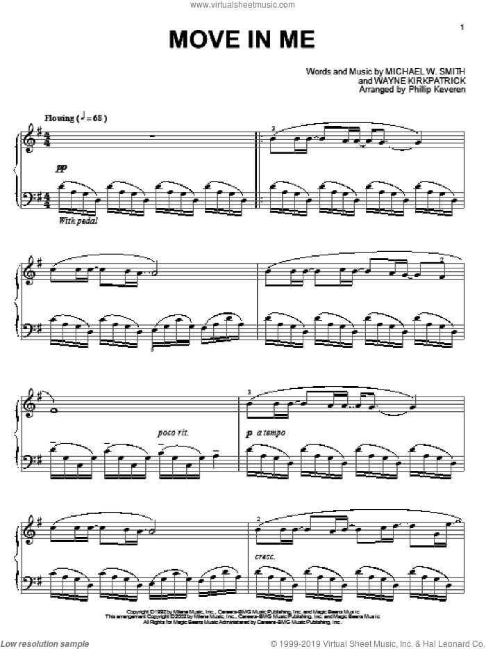 Move In Me (arr. Phillip Keveren) sheet music for piano solo by Michael W. Smith, Phillip Keveren and Wayne Kirkpatrick, intermediate skill level