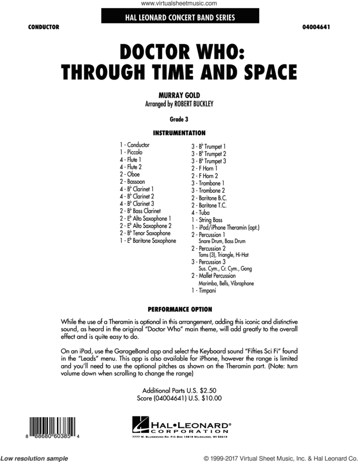 Doctor Who: Through Time and Space (COMPLETE) sheet music for concert band by Robert Buckley, intermediate skill level