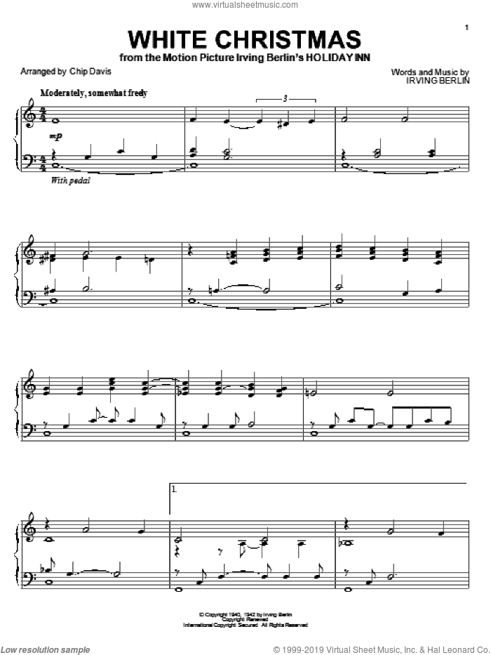 White Christmas sheet music for piano solo by Mannheim Steamroller, Chip Davis and Irving Berlin, intermediate skill level