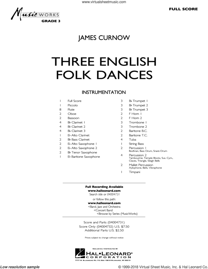 Three English Folk Dances (COMPLETE) sheet music for concert band by James Curnow, intermediate skill level