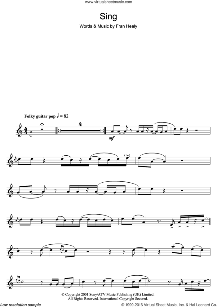 Sing sheet music for clarinet solo by Merle Travis and Fran Healy, intermediate skill level