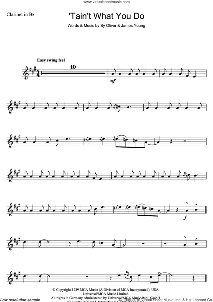 'Tain't What You Do (It's The Way That Cha Do It) sheet music for clarinet solo by Ella Fitzgerald, James Young and Sy Oliver, intermediate skill level