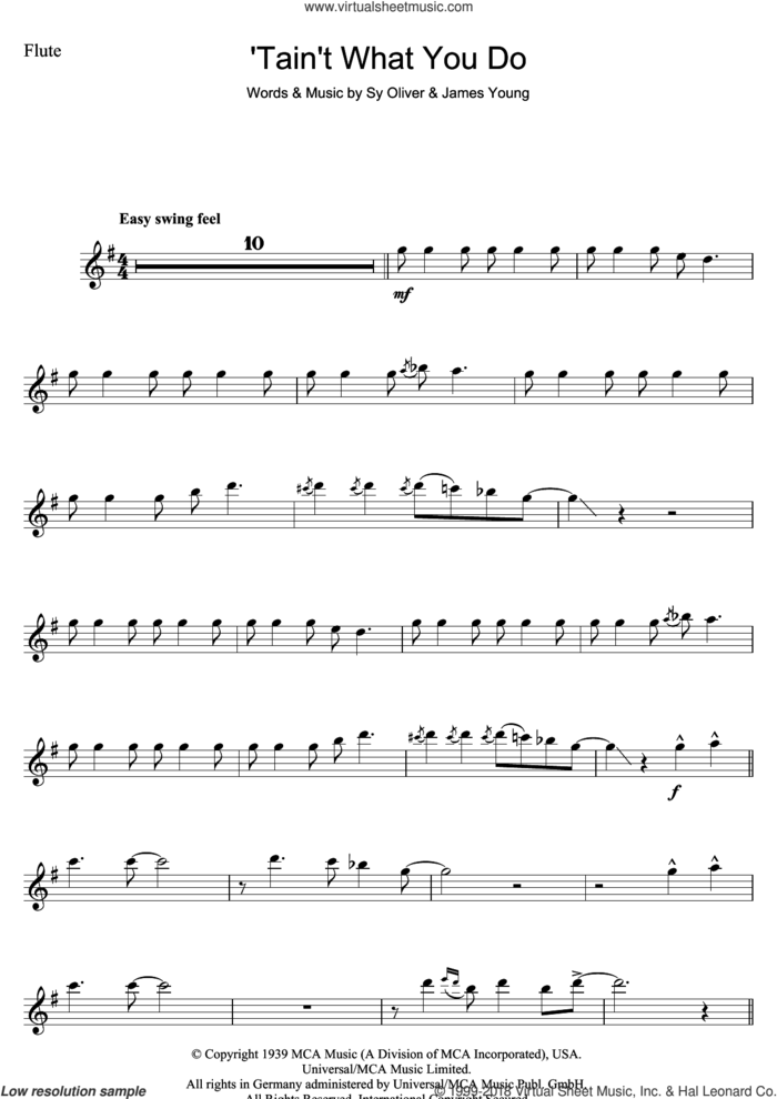 'Tain't What You Do (It's The Way That Cha Do It) sheet music for flute solo by Ella Fitzgerald, James Young and Sy Oliver, intermediate skill level