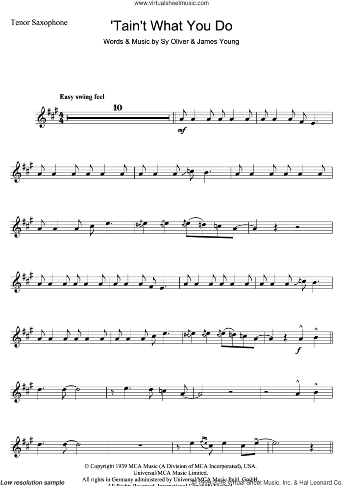 'Tain't What You Do (It's The Way That Cha Do It) sheet music for tenor saxophone solo by Ella Fitzgerald, James Young and Sy Oliver, intermediate skill level